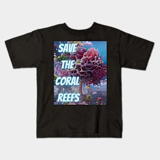 Save the Coral Reefs, Colorful Algoart Kids T-Shirt